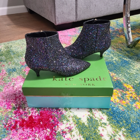 NWT - Kate Spade ♠️ Olly Too Midnight Confetti Glitter Boots - Picture 14 of 16